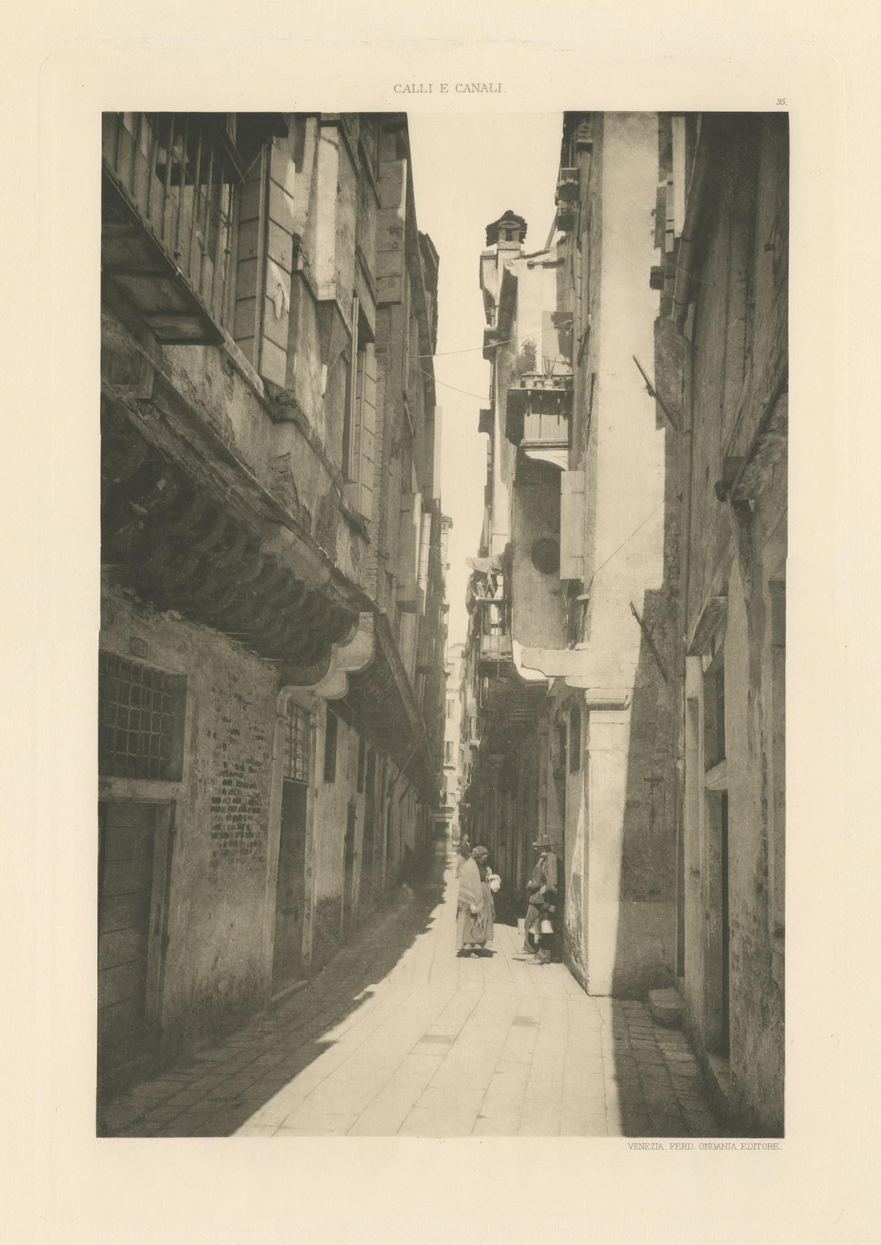 Photogravure of Calle della Madonna, a street near Ponte di Rialto in Venice, Italy. This print originates from 'Calli e Canali - Streets and Canals in Venice edited by Ferdinand Ongania'. Published circa 1890.

Title: 