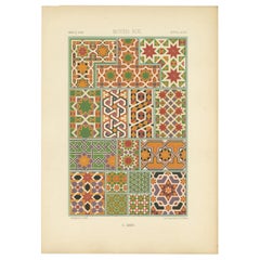 Pl. 36 Impression ancienne d'ornements du Moyen Âge par Racinet (vers 1890)