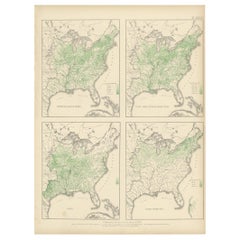 Pl. 36A Antique Chart of US Farms, Agriculture and Crops '1874'