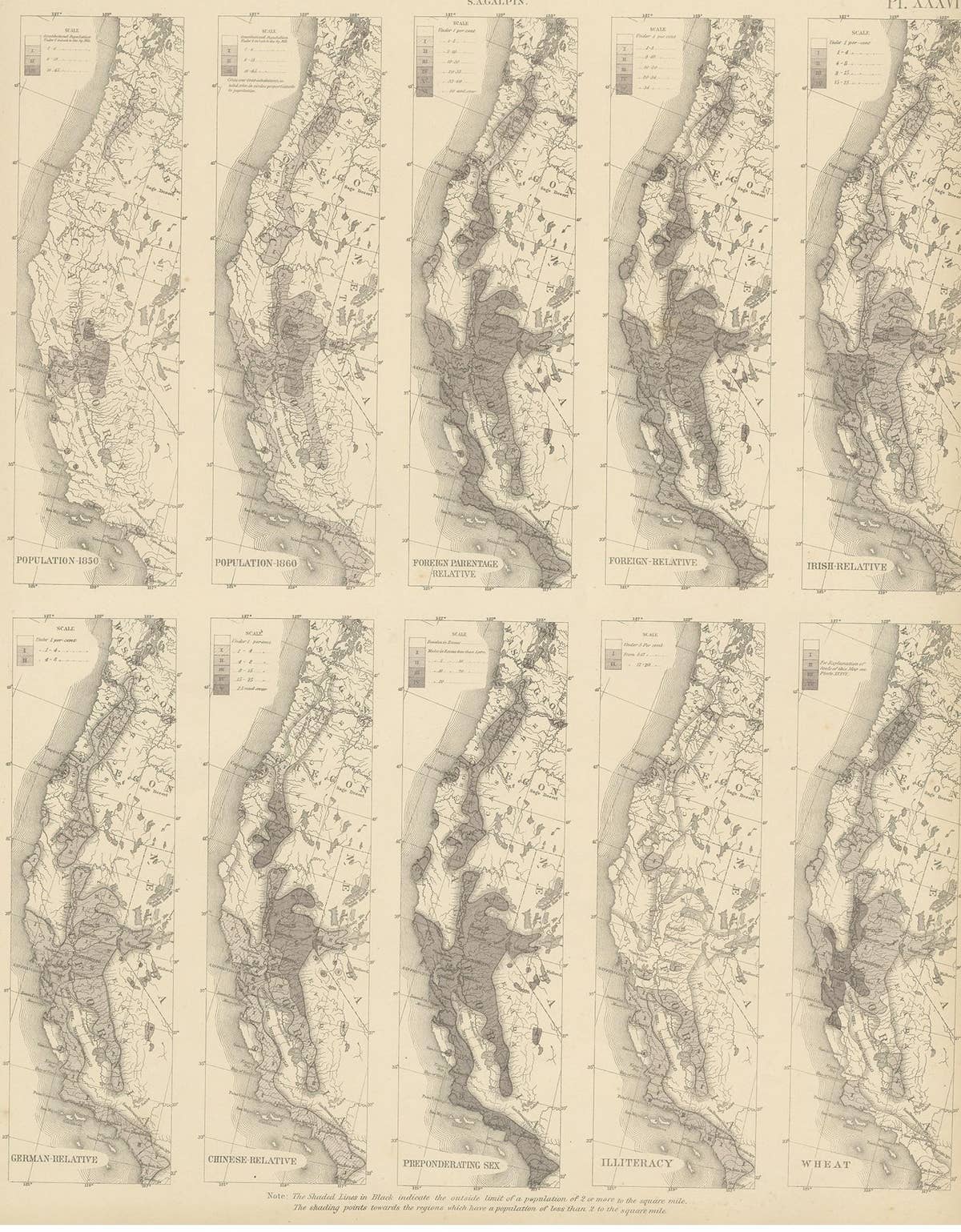 Antique Chart of the Pacific Coast '1874'