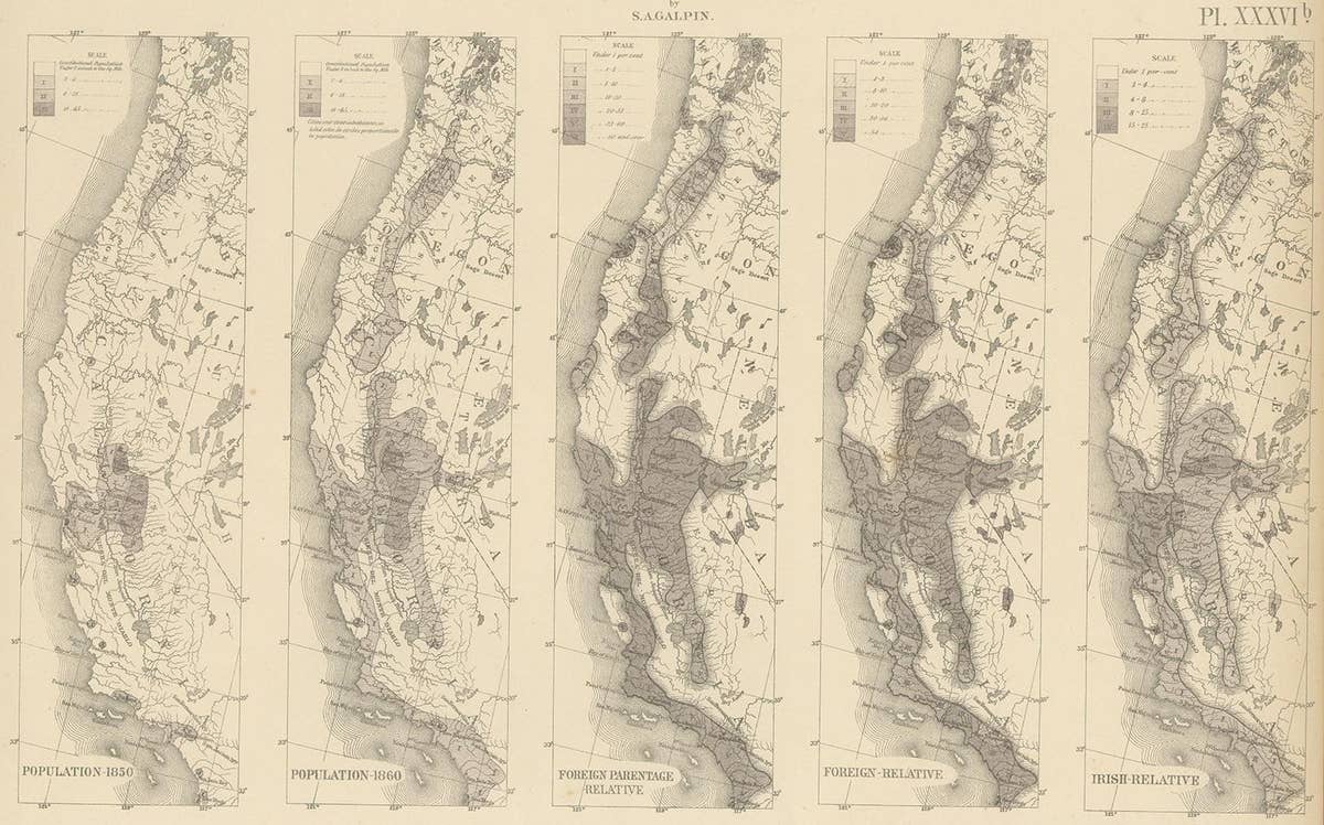 Antique Chart of the Pacific Coast '1874'