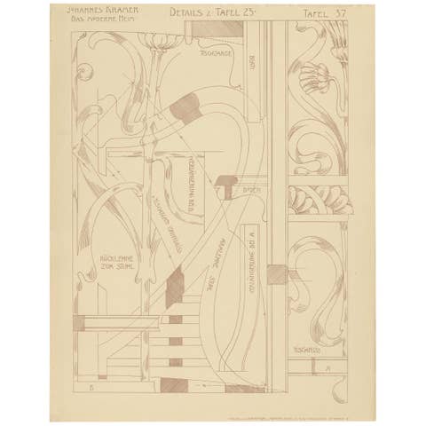 Antique Print of Furniture Details by Kramer, circa 1910