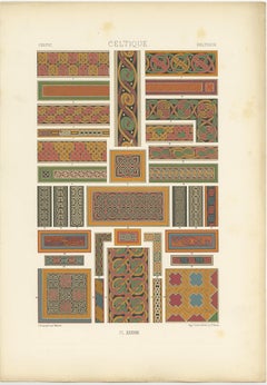 Pl. 38 Antique Print of Celtic Ornaments by Racinet, 'circa 1890'
