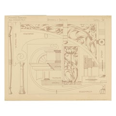 Pl. 38 Antique Print of Furniture Details by Kramer 'circa 1910'