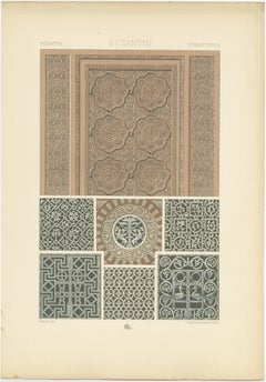 Pl. 40 Antique Print of Byzantine Architectural Motifs  by Racinet, circa 1890