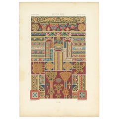 Pl. 40 Antique Print of Middle Ages Ornaments by Racinet, circa 1890