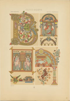 Pl. 41 Antique Print of Celtic, Byzantine "Celtic" Ornament by Racinet