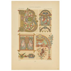 Pl. 41 Stampa antica di ornamento celtico e bizantino di Racinet