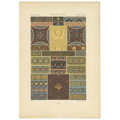 Pl. 41 Impression ancienne d'ornements du Moyen Âge par Racinet (vers 1890)