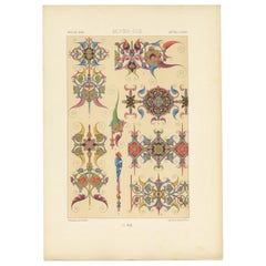 Impression ancienne Pl. 42 d'ornements du Moyen Âge par Racinet, vers 1890
