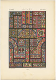 Pl. 44 Antique Print of Middle Ages Ornaments by Racinet, circa 1890