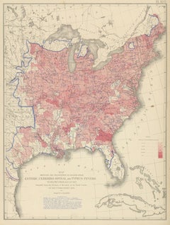 Antique Chart of the US Enteric, Cerebro-Spinal, Typhus Deaths, '1874'