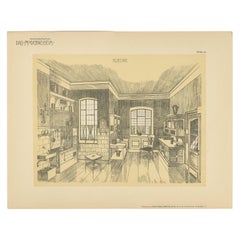 Pl. 46 Antique Print of a Kitchen by Kramer, circa 1910