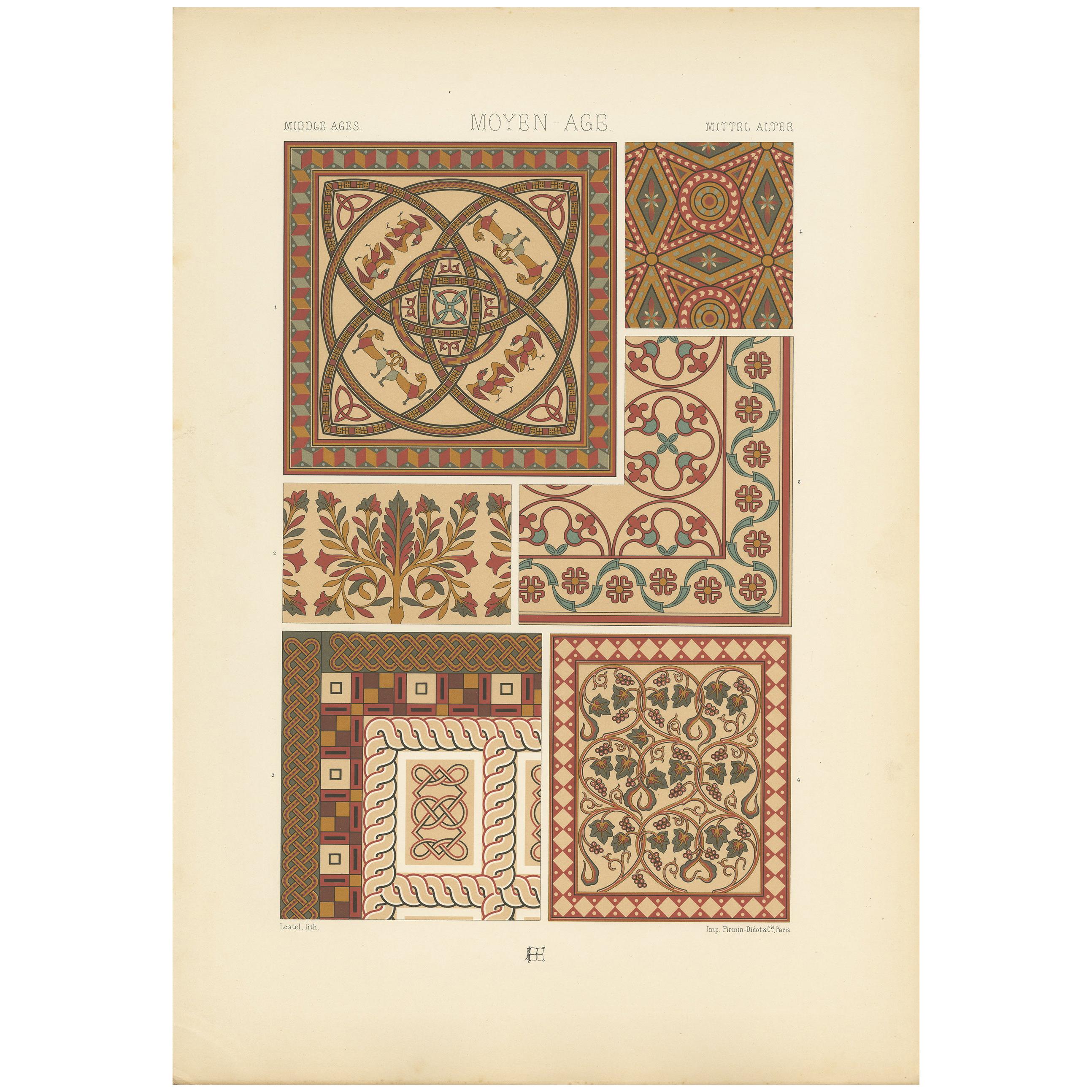 Decorativo 80Impresión de diseño de mosaico de la Edad Media, Francia, hacia 1890 en venta