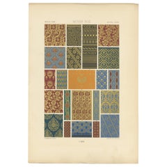 Pl. 47 Antique Print of Middle Ages Ornaments by Racinet, 'circa 1890'