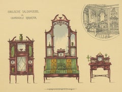 Pl. 47 Antique Print of Salon Furniture by Kramer, circa 1910