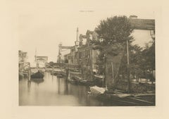 Pl. 48 Antique Print of a Canal in the Giudecca Island of Venice, circa 1890