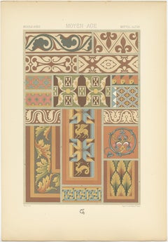 Pl. 49 Antique Print of Middle Ages Mural Motifs Buildings by Racinet circa 1890