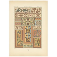 Pl. 49, antiker Druck von Gebäuden mit Wandmotiven aus dem Mittelalter von Racinet, um 1890