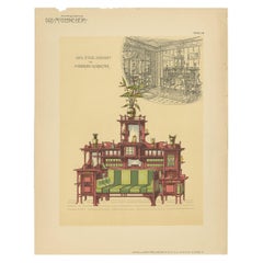 Pl. 49 Antique Print of Sofa Furniture by Kramer 'circa 1910'