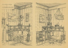 Pl. 5 Antiker Druck moderner Eckschrankmöbel von Kramer, um 1910