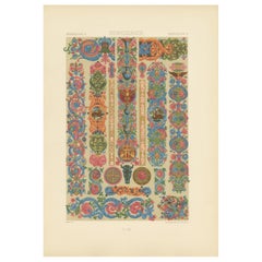 Pl. 52 Antique Print of Renaissance Ornaments by Racinet, circa 1890
