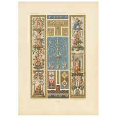 Pl. 53 Antique Print of Renaissance Ornaments by Racinet (c.1890)