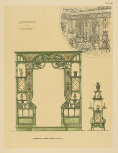 Pl. 55 Antique Print of a Bay Window by Kramer, circa 1910