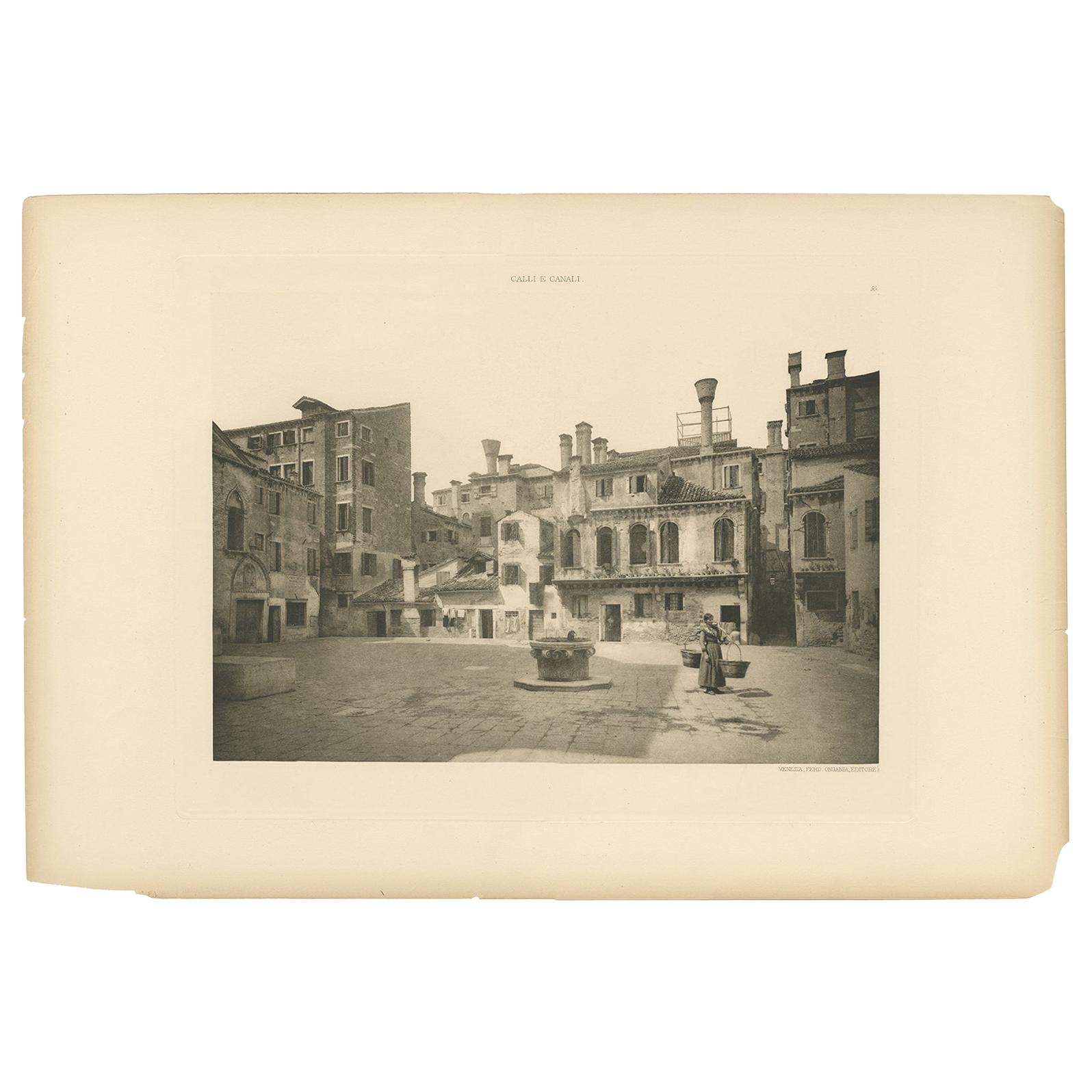 Pl. 55 Antiker Druck des Maddalena-Platzes in Venedig 'um 1890'