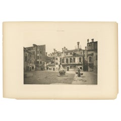 Pl. 55 Antique Print of the Maddalena Square in Venice 'circa 1890'