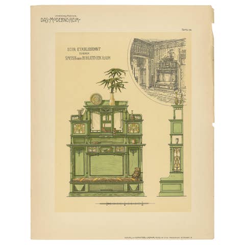 Pl 56 Antique Print of a Sofa and Furniture by Kramer, 'circa 1910'