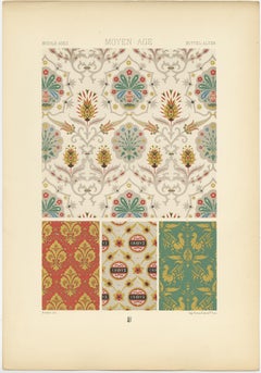 Pl. 56 Stampa antica di quadri Brocatelles del Medioevo di Racinet 56 Stampa antica di quadri Brocatelles del Medioevo di Racinet
