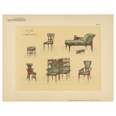 Pl. 57 Grabado antiguo de muebles de asiento de Kramer, hacia 1910
