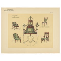 Pl. 58 Antique Print of Seating Furniture by Kramer, circa 1910