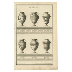Pl. 6 Antique Architecture Print of Various Vases by Neufforge, C.1770