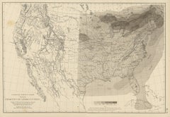 Carte ancienne des centres de tempête des États-Unis, 1874