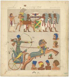 Pl. 6 Stampa antica di abiti egiziani di Racinet, 'circa 1880'. 6 Stampa antica di abiti egiziani di Racinet, "circa 1880".
