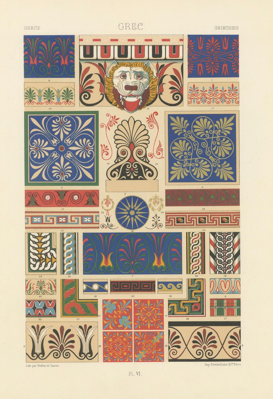 French Ancient Greek Decorative Borders & Palmettes – Classical Motifs, ca.1890 For Sale