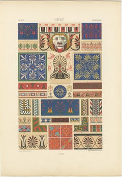 Pl. 6 Stampa antica di ornamenti greci di Racinet, 1890 circa