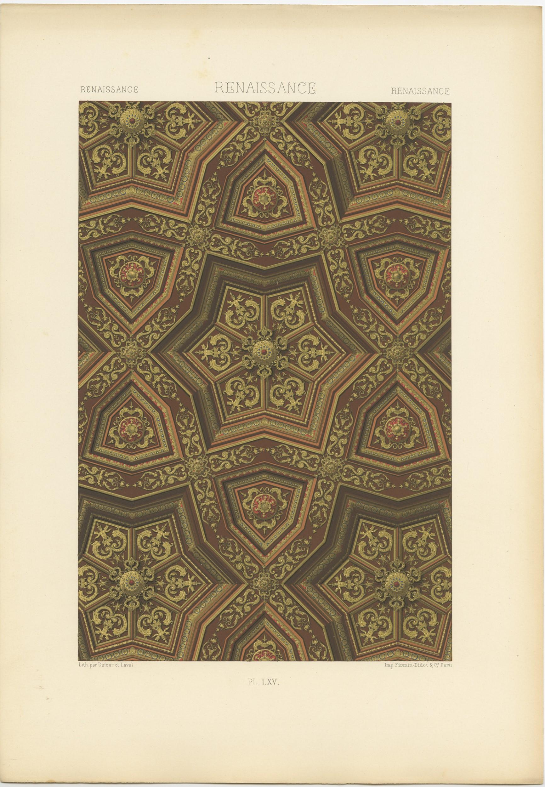 Pl. 65 Antique Print of Renaissance Ornaments by Racinet (c.1890) In Good Condition For Sale In Langweer, NL