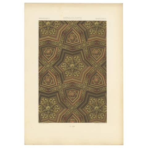 Pl. 65 Antique Print of Renaissance Ornaments by Racinet (c.1890)