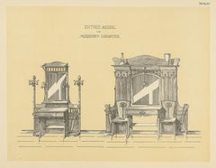 Antique Design Print of Entryway Furniture by Kramer, circa 1910