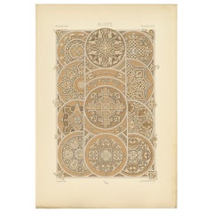 Pl. 67 Antique Print of Russian Motifs from Engraved and Chased Metal by Racinet