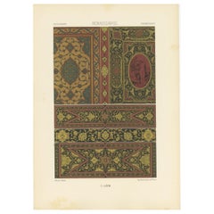Pl. 68 Antique Print of Renaissance Ornaments by Racinet (c.1890)