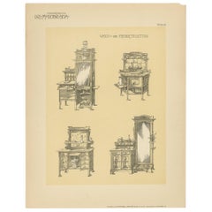 Pl 69 Antique Print of Wash Stands by Kramer, 'circa 1910'