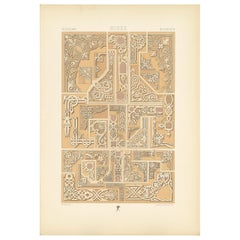 Pl. 70 Antique Print of Russian Corner Motifs from Metalwork Design by Racinet