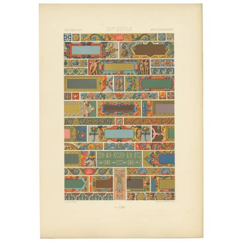 XVIth Century Chromolithograph Print, Decorative Arts, Circa 1890