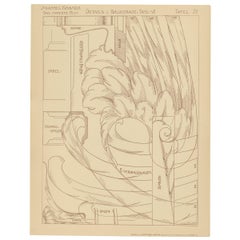 Pl 72 Stampa antica di dettagli di mobili di Kramer, "circa 1910".