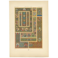 Pl. 72 Antique Print of Middle Ages Jewelry Design by Racinet 'circa 1890'
