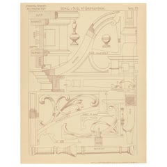 Pl 73 Antique Print of Furniture Details by Kramer, 'circa 1910'